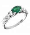 Crivelli Woman Ring - in White Gold with Natural Diamonds and Emerald - 0
