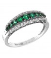 Davite & Delucchi Woman Ring - in White Gold with Natural Diamonds and Emeralds - 0