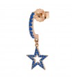 Rue Des Mille Woman's Mono Earring - Perforated Star with Blue Zircons - 0
