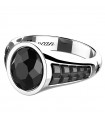 Zancan Ring for Men - Cosmostone in Silver with Oval Black Onyx - 0