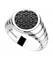 Zancan Ring for Men - Cosmopolitan in Silver with Black Spinels - 0