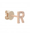 Buonocore Woman Mono Earring - Letter R in Rose Gold with White Diamonds - 0