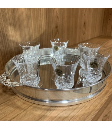 Set Bottiglia e 6 Bicchieri - in Argento 800 per Liquore 27 cm