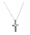 Davite & Delucchi Necklace - in White Gold with Cross and Natural Diamonds - 0