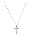 Zancan Necklace for Men - Bicolor Gold Insignia with Cross Pendant and Diamonds - 0