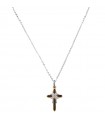 Zancan Necklace for Men - Insignia Gold in Bicolor Gold with Cross Pendant and Black Diamonds - 0