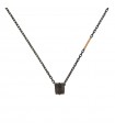 Crivelli Man's Necklace - Gold and Titanium with Barrel Pendant and Black Diamonds - 0