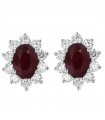 Picca Woman's Earrings - in White Gold with Natural Diamonds and Ruby - 0